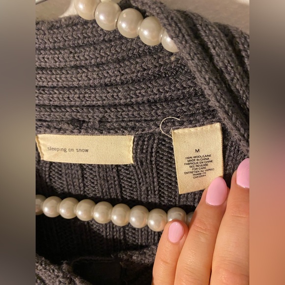 anthropologie Sleeping In Snow Women’s Size Medium Gray Long Sleeve Cardigan - Picture 3 of 6